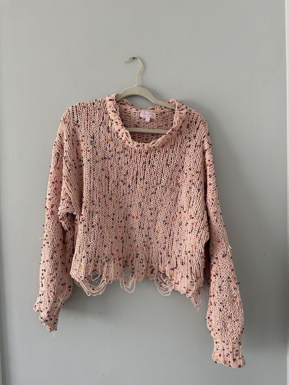 Women's Pink Lily Speckled Sweater Size Small Pink